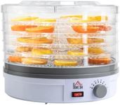 HOMCOM 5 Tier Food Dehydrator, 245W Food Dryer Machine with Adjustable Temperature Control for Drying Fruit, Meat, Vegetable, Jerky and Pet Treat, White