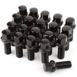 GAsupply 20pcs Tapered Seat Alloy Wheel Bolts | M14x1.5, 28mm Thread, 17mm Hex | Replacement Bolt Kit for Most Audi Volkswagen (Black)