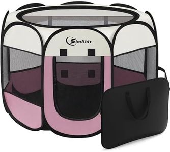 Pink Puppy Playpen for Large Dog Cat, Dog Tent Crates Cage Indoor/Outdoor, Portable Pop Up Dog Kennel with Carrying Bag for Rabbits, Removable Top (Pink, Large (45" x 45" x 23"))