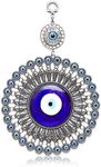 Okuna Outpost Turkish Evil Eye Hanging Glass Amulet for Wall Decor (Blue, 5.8 in)