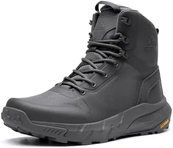 NORTIV 8 Men's Military Tactical Boot Lightweight Comfortable Boots for Work All Day Side Zipper Motorcycle Combat Hiking Boots 8 Inches Vanguard,Size 8,Grey,SNMT241M