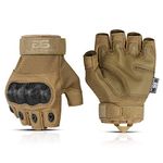 Glove Station The Fingerless Tactical Rubber Knuckle Gloves for Men Outdoor Sports Training Motorcycling, Tan, X-Large