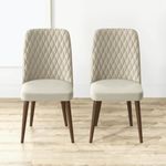 RM Home Currency Dining Chair Set of 2 Pees for Living Room Bedroom Restuarant Brown Matte Finish Legs one Year Warranty (Beige) Pre-Assembled