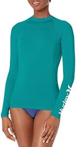 Hurley Women's Standard One and Only Long-Sleeve Rashguard, Emerald, Large, Emerald, Large