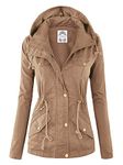 Made By Johnny WJC643 Womens Pop of Color Parka Jacket S Khaki