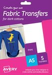 Avery HTT02 Printable Fabric Transfers for Dark Cottons, 1 Transfer Per A5 Sheet