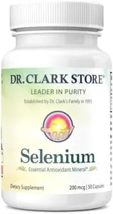 Dr. Clark Selenium Supplement 200 Mcg - Dietary Capsules with Essential Mineral - Improves Thyroid Function, Immune Support - 50 Capsules