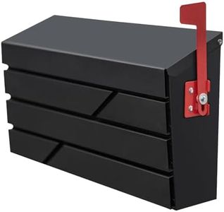 YOOBOX Wall Mount Mailbox for House Outside, Large Capacity Mailbox with Flag Drop Box, Galvanized Steel and Rust-Proof Metal Post Box, 15.74"x9.84"x4.33", Black, MD065