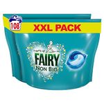 Fairy Non-Bio PODS, Washing Liquid Laundry Detergent Tablets / Capsules, 108 Washes (54 x 2), Huggably Soft for Sensitive Skin