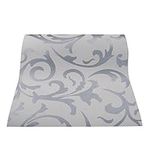 Q QIHANG Sliver Gray Victorian Damask Embossed Textured Non-Woven Material Non-pasted Wallpaper Roll 1.73'W x 32.8'=57 square feet