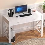 WiberWi Home Office Desk with Drawers White Modern Writing Computer Desk, Small Makeup Vanity Table Desk for Bedroom, Study Table for Home Office