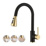 Havin Gold and Black Kitchen Faucet with Pull Down Sprayer, High Arc Stainless Steel Material, with cUPC Ceramic Cartridge,Without Deck Plate,Fit for 1 Hole Kitchen Sink or Laundry Sink HV502GB