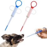 Slzhds Pet Medicine Feeder, 2 Pack Pet Pill Dispenser, Dog Pill Gun Cat Pill Shooter, Pet Syringe for Medicine, Pill Dispenser for Pets, Reusable & Washable, Soft Silicone Tips (Blue&Red)