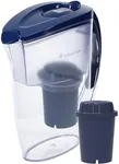 pH Refresh Alkaline Water Pitcher with Long-Life Filter – Alkaline Water Filter – Water Filtration System – High pH Alkaline Water Dispenser, 84oz, 2.5L (Navy)