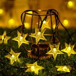 Solar String Lights Garden 100 LED 12M Star Christmas Lights Outdoor Fairy Lights Solar Powered Waterproof Outdoor Christmas Decorations 8 Modes Decorative Lights for Garden Yard Fence Party Wedding