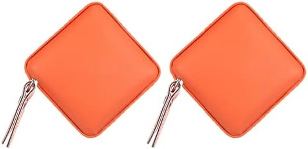 HARFINGTON 2pcs Square Retractable Measuring Tape 150cm/60-inch Soft Leather Case Tailors Tape Measure Pocket Size for Body, Sewing Measurements, Orange