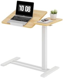 SANODESK Small Rolling Overbed Table Adjustable Height with Wheels, Mobile Laptop Desk with Tilting Desktop, Portable Computer Workstation for Home Office, Classroom, Bedside, Maple