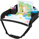 COOLBEBE Kids Travel Tray for Car Seat, Travel Tray for Airplane, Toddler Car Seat Lap Tray, Carseat Table Tray for Kids Travel Activities (Black-1)