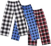 Ekouaer Boys Pajama Pants 3 Pack Sleep Pants Soft Elastic Waist Kids Pajama Bottoms Plaid Lounge Pants with 2 Pockets