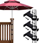 VANROUG 3 PCS Black Patio Umbrella Holder Outdoor Clamp Mount Bracket for Deck Railing Fences,Balcony or Courtyard