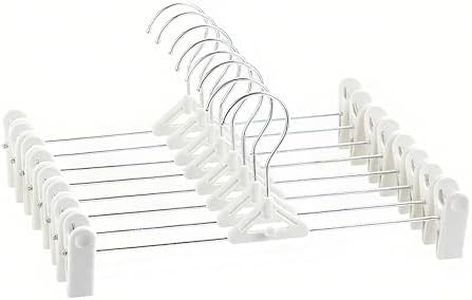 Kwianty Pants Hangers with Clips, Plastic Stackable Skirt Hanger for Pant Shorts Jeans Trousers Adjustable Clip Hanger for Men Women Kids Clothes (50, White)