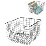 Spectrum Scoop Wire Basket (Industrial Gray) - Storage Bin & Décor for Bathroom, Closet, Pantry, Under Sink, Toy, Shelf, Kitchen, & Nursery Organization