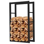 AMOS Metal Firewood Log Rack Stand Holder For Outdoor Indoor Fireplace Wood Storage Shelf, Black, 100 x 25 x 60 CM