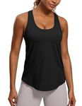 CRZ YOGA Women's Cotton Racerback Running Tank Tops Breathable Loose Sleeveless Top Workout Sports Gym Tops Black 10
