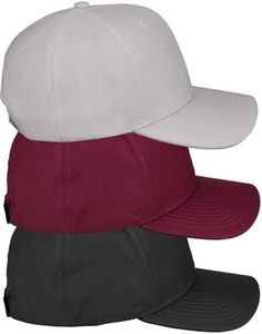 Daxton Premium Mid Profile Hat Semi Curved Visor Structured Cap 3 Pack - Black,Burgundy,Light Grey