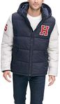 Tommy Hilfiger Mens Hooded Puffer Jacket Down Alternative Coat, Navy, X-Small US