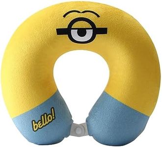 MINISO Memory Foam Neck Pillow for Travel Sleeping with Detachable Pillow Case - 30x28cm Minions Series