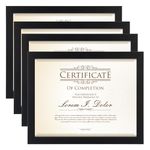 8.5 x 11 Frame Document Frame, Gallery Wall Frame Fits 8.5 x 11 Diplomas, Documents & Certificates, Picture Frame 11 x8.5, Diploma Frame Wall or Tabletop Display Black（Set of 4）