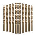 LU&MN M35 Jobber Drill Bits - M35 Cobalt HSS Ultra Hardness & Heat-Resistant - 135° Split Point, Straight Shank - Drilling for Cast Iron, Aluminum and Other Metal - 3/8", 10 pcs
