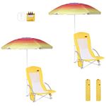 Nice C Beach Chair, Camping chair, Beach Chairs for Adults, with UPF 50 Umbrella and Cooler Bag, High Back, Cup Holder,Carry Bag,Heavy Duty, Outdoor(2pack yellow)