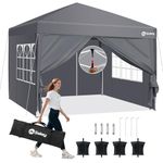 Sekey 3m x 3m One-Touch Pop Up Gazebo with Sides – Instant Setup, Heavy Duty & Waterproof 1000mm, Includes 4 Weight Bags for Extra Stability – Perfect for Outdoor Events, (Grey, 3 x 3 with Sides)