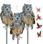 Kungfu Mall Pigeon Deterrent, Bird Scarers for Gardens Cardboard, Seagull Deterrent, Pigeon Scarer with Bird Scare Tape, Bird Deterrent, Bird Repellent Devices, 3PCS Owl Decoy to Scare Birds Away