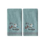 SKL Home Life is Beautiful Hand Towel Set, Aqua