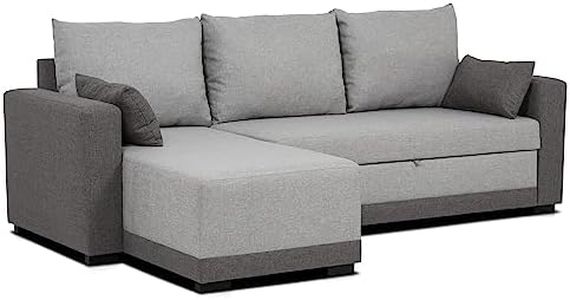 BUDWING Leah Canapé d'angle en L Convertible Reversible 3 Places Chaise Longue d'angle Droit ou Gauche en Tissu Salon Décoration Maison (Gris)