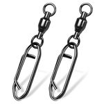 9KM DWLIFE Ball Bearing Fishing Swivels and Clips 25Pcs Snap Swivels Quick Change Terminal Tackle for Sea Crap Fishing Saltwater Size0