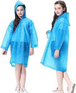 Cosowe Rain Ponchos for Kids, Reusable Raincoats for Boys Girls, 2 Packs Emergency Rain Jacket with Hood for Disney Outdoor, 2 Blue