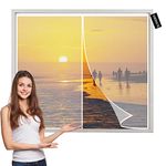 Magnetic Screen Windows with Magnets 75x115cm White Self-Adhesive Tape Mesh Window Curtains Top-to-Bottom Seal Shuts Automatically for Patio Balcony Apartment