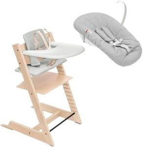 Stokke Tripp Trapp High Chair with Tray + Cushion, Natural Nordic Grey