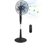 HOMCOM Pedestal Fan, 17.5 Inch Standing Fan with 28 Speeds, 3 Modes, 75° Oscillation, 12-Hour Timer, Adjustable Height, Mosquito Repellent Function for Bedroom, Home Office, Black