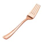 Goodluck 50 Pack Rose Gold Plastic Forks, Heavy Duty Rose Gold Forks Disposable, Rose Gold Plastic Cutlery Perfect for Weddings, Parties, Dinners