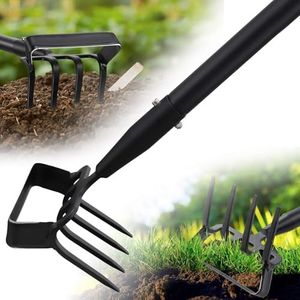 Hula Hoe Garden Tool - 2 in 1 Stirrup Action Hoe & Rake,Heavy Duty Weeding & Cultivating Tool,Adjustable Long Handle (36”-74”),Sharp Carbon Steel Blade for Effortless Gardening