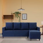 COUCH CULTURE Saya LHS Sectional Sofa for Living Room |6 Person Sofa| Premium Fabric with Cushioned Armrest | 12 Months Warranty| Solid Wood Frame| 6 Seater in Saya Blue Color DIY(Do-It-Yourself)