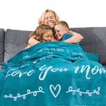 Mom Birthday Gifts for Mom Blanket, Unique from Daughter, Son, Beautiful and Soft and Full of Love for Best Mom Ever 153x127 cm (Teal, Fleece)