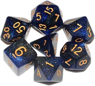 Galaxy DND Dice 7Pieces, Glitter Sparkle Cosmic Blue Black Mixed Polyhedral DND Dice for RPG MTG Table Game Dice