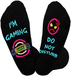Do Not Disturb I'm Gaming Funny Gifts for Boy Novelty Present Fun Socks for Gamer Gift Ideas for Him On Birthday Christmas Cotton Comfortable Breathable Not Fade 6-13, Colorful