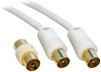 PC Arena Coaxial TV/AV Aerial Cable Male to Male 3m + coupler